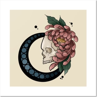 Floral skull Posters and Art